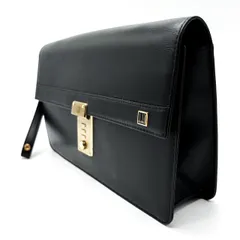 【良品】Dunhill ダンヒル クラッチバッグ ゴールド金具 セカンドバッグ ポーチ レザー 革 ブラック 黒 メンズ ユニセックス 男女兼用