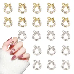 【特価商品】デコレーション ネイルジュエリーパーツ シルバー ネイルアート ゴールド 鈴 クリスタル ハンドメイド 可愛い リボン 立体 デコパーツ 3D ベル クリスマス (C) 20個セット ネイルパーツ