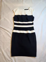 【216652】RALPH LAUREN ラルフローレン  ワンピース　ドレス　ノースリーブ　ボーダー柄　タグ付き　サイズ6  ・ ホワイト/ライトネイビー