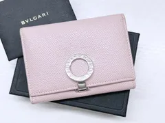 良好品　BVLGARI　ブルガリ　クリップ　サークルロゴ　グレインレザー　名刺入れ　カードケース　ピンク系
