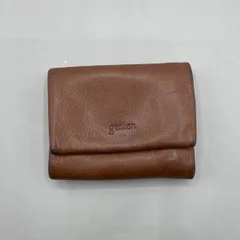 良品　genten　ゲンテン　三つ折り財布　ミニウォレット　ロゴ型押し　レザー　本革　茶　ブラウン