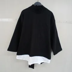 デザインがかわいい レイヤード ブラック スウェット