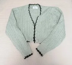 ケーブル クロップド カーディガン ミント