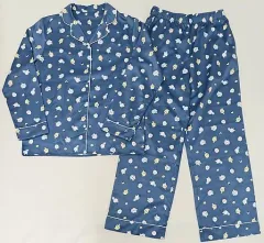 【中古】衣料雑貨 集合 サテンパジャマ(長袖＆ロングパンツ) ブルー レディースMサイズ 「ちいかわ なんか小さくてかわいいやつ×GU」