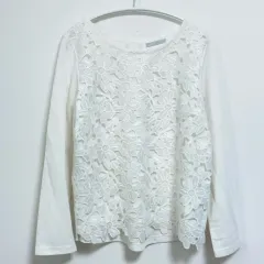 【218278】OPAQUE.CLIP オペークドットクリップ  長袖　レース　切り替え　後ろリボン　サイズ38/M  ・ ホワイト