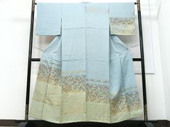 平和屋着物●上質な色無地　桐花地紋　裏葉柳色　正絹　逸品　CABE6890ut 平和屋着物○上質な色無地 桐花地紋 裏葉柳色 正絹 逸品 CABE6890ut