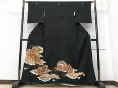 平和屋着物○松岡寿童 振袖 色無地 花緑青色 正絹 逸品 AABH4722fy