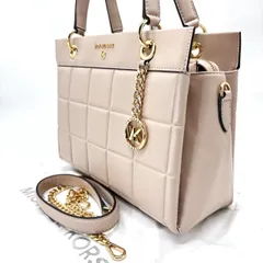 【美品】Michael Kors マイケルコース キルティング 2WAY ハンドバッグ ショルダーバッグ ハンドバッグ ピンクベージュ レザー 革 ユニセックス 男女兼用 メンズ レディース