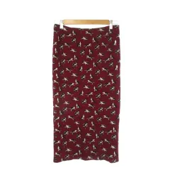 マックスマーラ ウィークエンドライン MAX MARA WEEKEND LINE ニットタイトスカート M ワイン ボルドー インターシャ ネコ キャット /CK10 ■ECE004