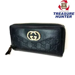 GUCCI(グッチ)　インターロッキングG グッチシマ　ラウンドファスナー長財布　308012・496085 レザー ブラック レディース 【102059967001】