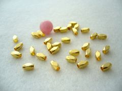 ビーズクラブ ロンデル メタルビーズ 金 楕円多面 小 50個 6mm メタルビーズ ブレスレット 金具 金属ビーズ パーツ