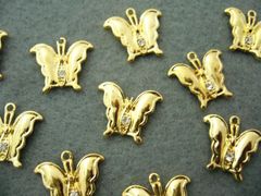 チャーム 蝶々 10個セット 22mm 金 ビーズクラブ