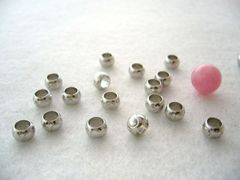 ビーズクラブ ロンデル メタルビーズ 円筒 リング模様 銀 6mm 50個 ブレスレット ネックレス 金具 金属ビーズ パーツ