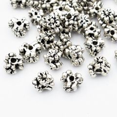 ビーズクラブ ロンデル メタルビーズ 花 みつまた シルバー 50個 5mm ブレスレット ネックレス 金具 金属ビーズ パーツ