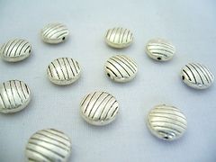 50個 ロンデル メタルビーズ 甲羅 シルバー 10mm ピアス イヤリング ビーズクラブ