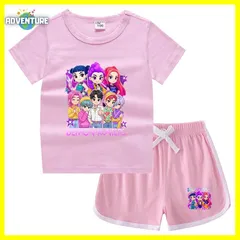 KPOPガールズ! デーモン・ハンターズ半袖Tシャツ短パン上下セットアップ 紫パープル黒ブラック白ピンク トップス 夏パジャマ90 100 110 120 130 140 150子供服キッズ服ゆめかわ女の子 demon hunters 韓国 FR kpt52