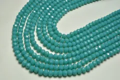 ビーズクラブ ガラスビーズ ボタンカット No.57 6mm スカイブルー 連売り ビーズパーツ ネックレス ブレスレット