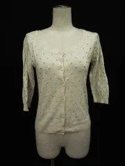 ビームスハート BEAMS HEART カーディガン ニット 七分袖 ドット F 白 ホワイト /mm