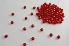 ガラスビーズ ボタンカット No.17 6mm チェリーレッド 連売り ビーズパーツ ネックレス ブレスレット ビーズクラブ