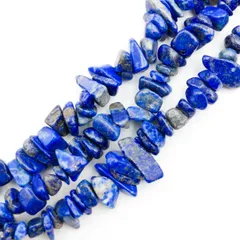 ラピスラズリ さざれ石 連売り 1連38mm 普通サイズ 瑠璃石 天然石 パワーストーン ビーズ 穴あり ブレスレット ビーズクラブ