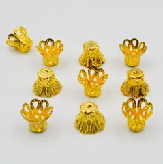 ビーズキャップ 深花 大 ゴールド 1cm 10個 大 K-013 金色 アクセサリー ネックレス ブレスレット ピアス パーツ ハンドメイド