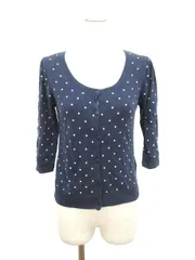 ビームスハート BEAMS HEART カーディガン ニット 七分丈 ドット F 紺 ネイビー /mm