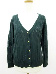 アルシーヴ archives カーディガン ニット 長袖 透かし編み ウール混 緑 グリーン