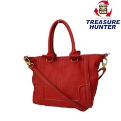 Rebecca Taylor トートバッグ レザー ハートチャーム付 レッド - メルカリ