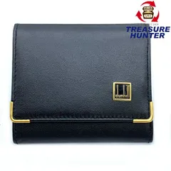 【中古】ダンヒル レザー コインケース 小銭入れ ブラック コンパクト ゴールド金具 dunhill DUNHILL 【102048978006】