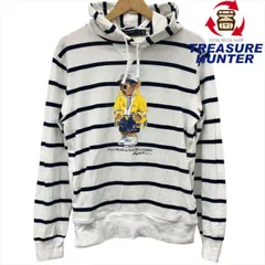 POLO RALPH LAUREN マリンボーダー ポロベア パーカー サイズS ホワイト×ネイビー ポロラルフローレン 【100061711008】