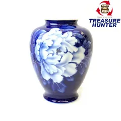 【中古】深川製磁　花瓶　金彩瑠璃牡丹　宮内庁御用達　有田焼　高さ26cm 共箱あり　フカガワセイジ 【106040802008】