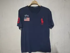 ポロ ラルフローレン ネイビー USA ビックポニー 半袖Tシャツ (L)