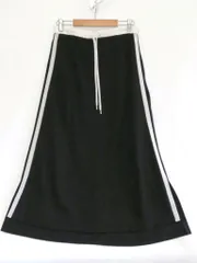 【222138】 blancvert cashmere コットン サイドライン　ロングスカート  ・36 ブラック