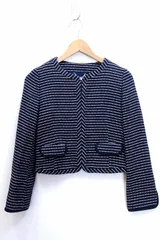 【225170】UNTITLED アンタイトル  ノーカラー ジャケット ボーダー コットンツイード  ・1