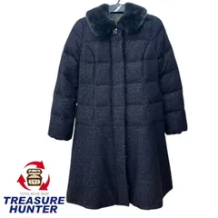 中古 TOCCA トッカ ファー付き ダウンコート ツイード生地 ネイビー Sサイズ 【100044091002】のサムネイル