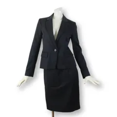 09【極美品・未使用級】ナチュラルビューティーベーシック NATURAL BEAUTY BASIC スカートスーツ 上S/下M 7号 9号 黒 ベルト付 秋冬春