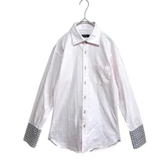 BURBERRY BLACK LABEL シャツ 39 M相当 ピンク ストライプ チェック切替 長袖 メンズ バーバリー 三陽商会 ドレスシャツ Cotton Shirt