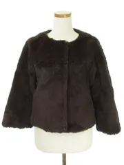 B&Y ユナイテッドアローズ BEAUTY&YOUTH ビューティー&ユース コート 毛皮 ノーカラー ショート 茶 ブラウン aky