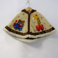 ミキハウス ポンチョ ジャケット アウター ベビーマント 未使用品 ベビー 男の子用 F(70-90)サイズ ベージュ×茶 MIKIHOUSE