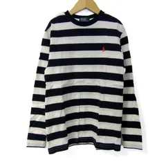ポロバイラルフローレン 長袖Ｔシャツ トップス ボーダー柄 ロンT キッズ 男の子用 150サイズ 白×紺 Polo by Ralph Lauren 【中古】