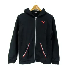 プーマ パーカー トップス ジップアップ スウェット スポーツウエア キッズ 男の子用 160サイズ 黒×グレー PUMA 【中古】