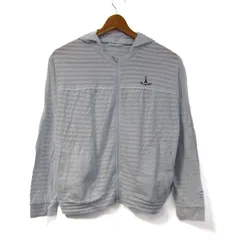 ポンポネット パーカー トップス 長袖 ジップアップ ボーダー柄 キッズ 女の子用 L(160)サイズ 水色 pom ponette 【中古】