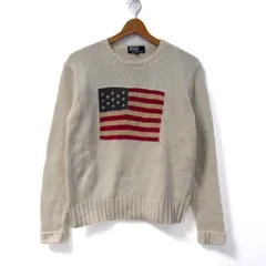 ポロバイラルフローレン セーター トップス 長袖 コットン ニット 星条旗 キッズ 男の子用 160サイズ 白 Polo by Ralph Lauren 【中古】のサムネイル