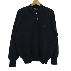 ポロバイラルフローレン ポロニット トップス 長袖 セーター 綿 大きいサイズ メンズ LLサイズ ネイビー Polo by Ralph Lauren 【中古】