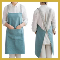[JIAHU] エプロン レディース おしゃれ シンプル 女性用 男性用 かぶるだけ 撥水 防水 人気 カフェ スタッフ 無地 保育士 レストラン 美容師 お食事エステ 男女兼用 ?着簡単 (ブルー) 1のサムネイル