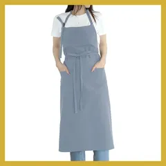 [KYOWARABE] エプロン おしゃれ カフェエプロン レディース可愛い 【9色展開×柔らか綿素材×肩ひも長さ調節可能】 (ヒヤシンスブルー) 0