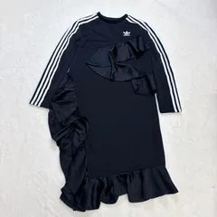 【値下げ】美品✨ adidas×J KOO コラボ アシンメトリー フリル ワンピース ブラック XS ドレス 変形デザイン モード スポーティのサムネイル