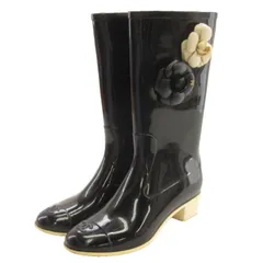 シャネル CHANEL ココマーク カメリア レインブーツ ブラック 39 ■GY62のサムネイル