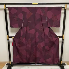 小紋 ちりめん 花唐草 着物 正絹 一つ紋 X-392