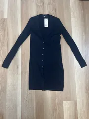 【226432】UNIQLO ユニクロ  メリのブレンドリブVネックロングカーディガン　長袖ニット　ストレッチ　ウール　タグ付き　S  ・ ネイビー